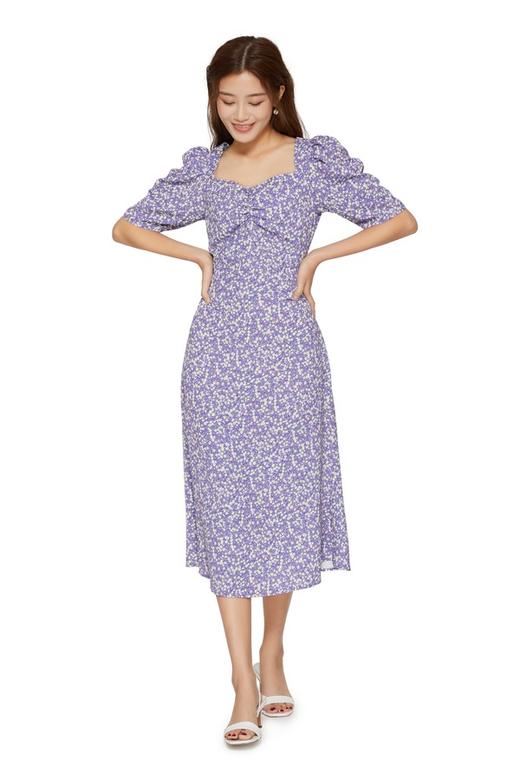 amadella 紫色复古碎花连衣裙 9374 商品图3