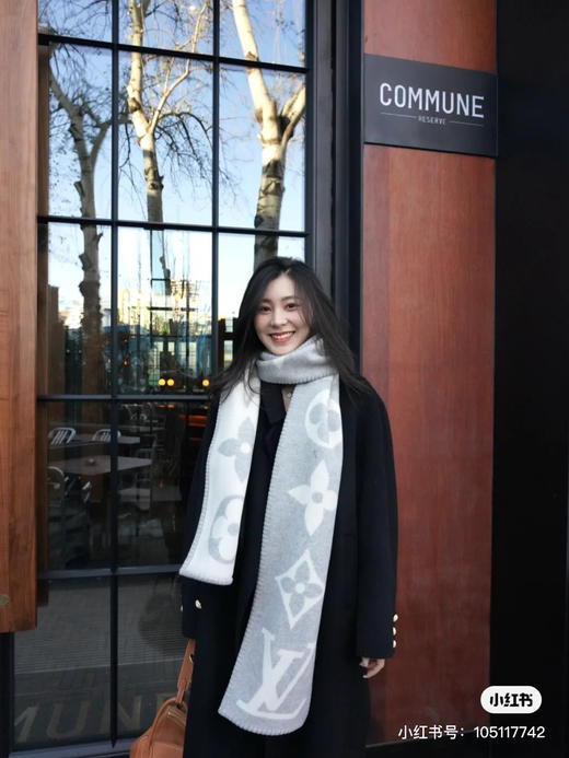 Lv手缝羊绒围巾-灰色 商品图1