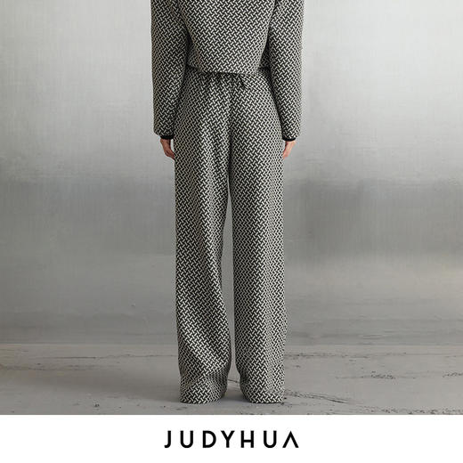 JUDYHUA 黑白格纹设计款直筒裤 商品图2