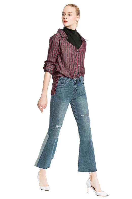 AVA 假两件条纹上衣 3831 商品图1