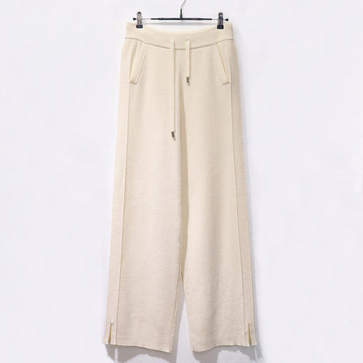 WW  S3678羊毛阔腿裤宽松直筒弹力针织系带休闲裤 商品图6