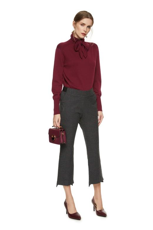 LNNNS 领口系带酒红色毛衫 8123 商品图3