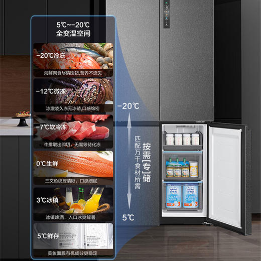 海尔（Haier）十字对开门冰箱510L家用四开门智能一级变频 超薄嵌入式 风冷无霜 四门大容量冰箱 【星蕴银】EPP可视化杀菌 全变温空间BCD-510WGHTD79S9U1 商品图4