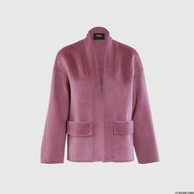 披肩领贴包双面手工短大衣