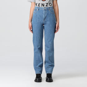 KENZO 高田贤三 女士棉质 KENZO PARIS 徽标休闲牛仔裤 蓝色 FC62 DP200 9IB 67