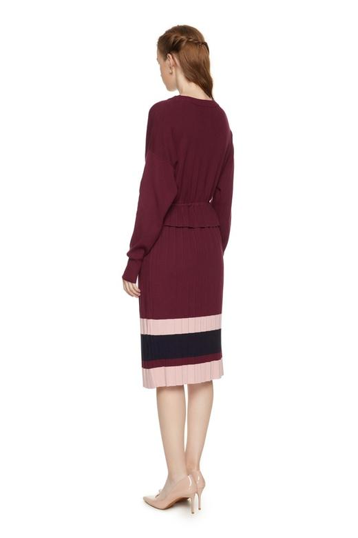 DOTACOKO 酒红色收腰针织连衣裙 7905 商品图1