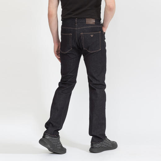 EMPORIO ARMANI 阿玛尼 男士棉质金属徽标休闲牛仔裤 深蓝色 8N1J45 1G0LZ 0941 商品图2