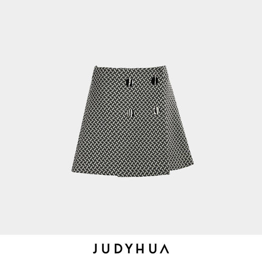 JUDYHUA 黑白格纹装饰扣半裙 商品图3