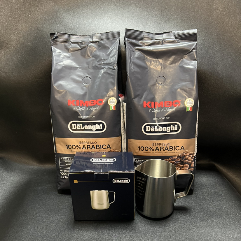 意大利进口Delonghi德龙 KIMBO金堡阿拉比卡意式浓缩咖啡豆（1000g）X2一共两包 保质期至2026年3月28日  送德龙拉花杯