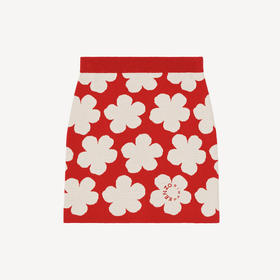 KENZO 高田贤三 女士羊毛 HANA DOTS' 提花迷你针织短裙 红色 FC62 JU326 3CO 21