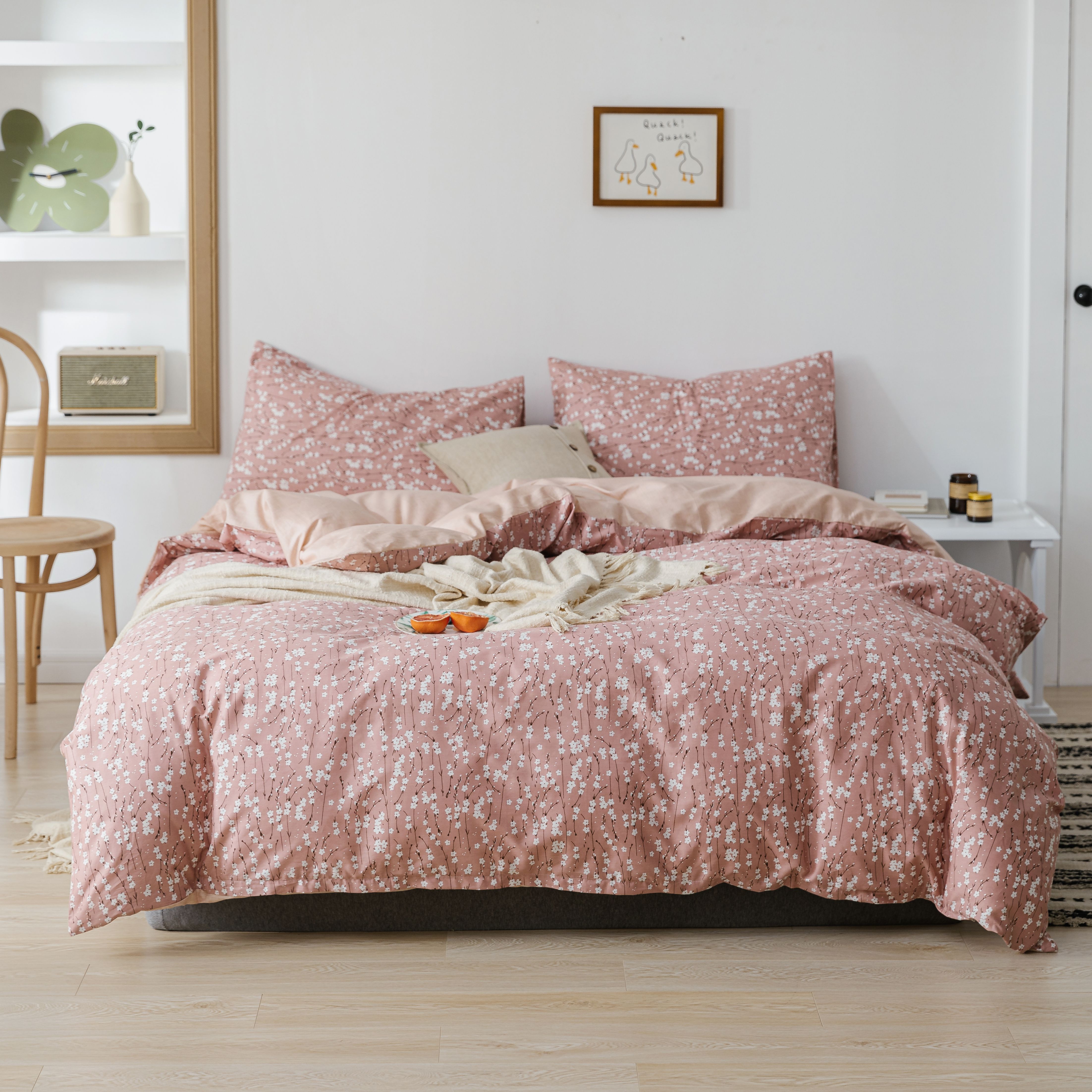 【下架】自然醒纯棉四件套夏小清新少女公主风全棉床单简约被套床上三件套ZH