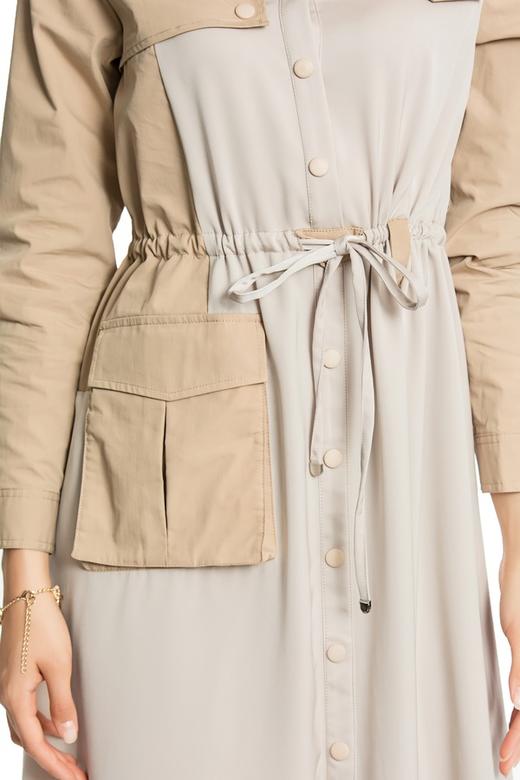 SUMMER & SAGE 口袋装饰拼色衬衫裙 4300 商品图4