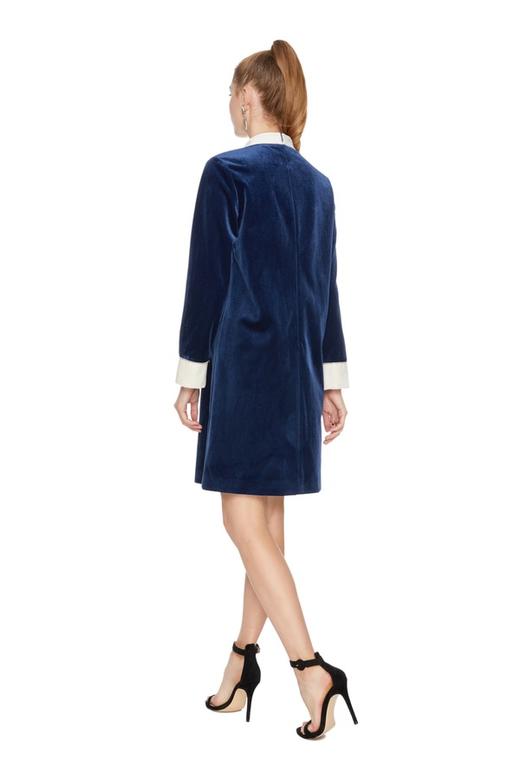 AVA 拼色丝绒连衣裙 4823 商品图2