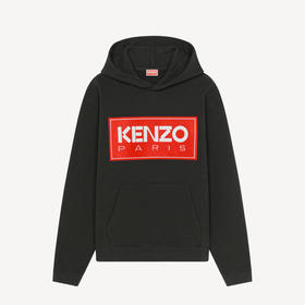 KENZO 高田贤三 男士棉质 KENZO PARIS印花 长袖连帽卫衣 黑色 FC65 SW417 4ME 99J