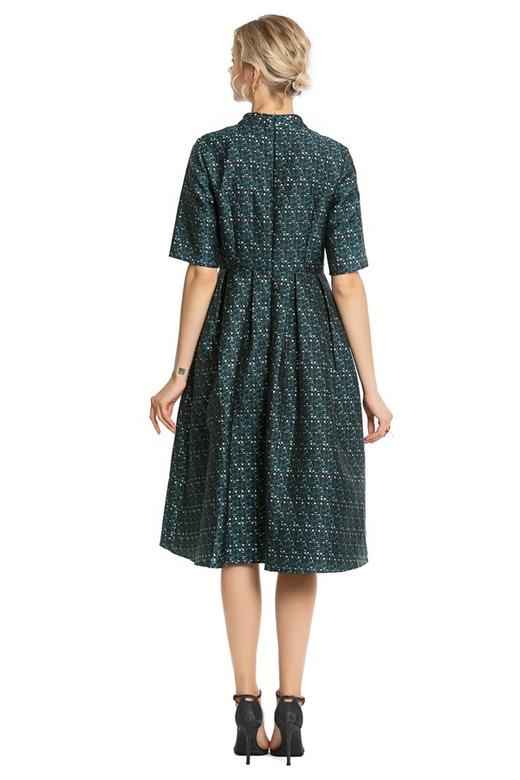 ZVY 海军蓝中袖提花连衣裙 4180 商品图3