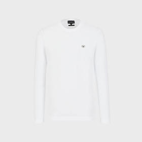 EMPORIO ARMANI 阿玛尼 男士棉质徽标印花圆领长袖T恤 白色 8N1TR1 1JRGZ 0100