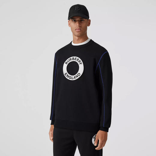 BURBERRY 巴宝莉 男士徽标图案棉质圆领长袖运动卫衣 黑色 8057849 A1189 商品图1