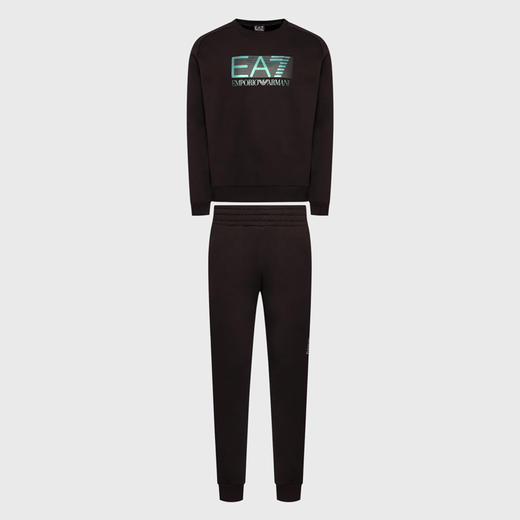 EMPORIO ARMANI EA7 阿玛尼 男士棉质字母徽标印花运动套装 黑色 6LPV64 PJ07Z 1200 商品图0