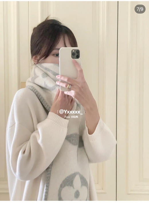 Lv手缝羊绒围巾-灰色 商品图7