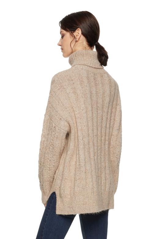 LNNNS 棕褐色卷边高领毛衣 8125 商品图1