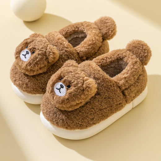 【呆萌卡通小棉鞋 毛毛包裹JIOJIO好温暖】猪爸爸儿童棉鞋男女中大童小熊保暖毛拖鞋宝宝小孩卡通毛绒棉拖鞋 商品图6