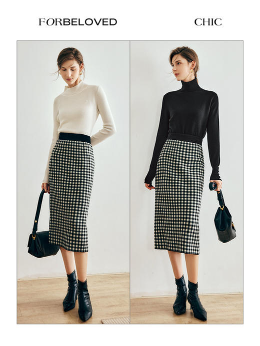 OLrain欧芮儿法式高领针织衫女秋冬2022新款修身高级感内搭打底衫 商品图3