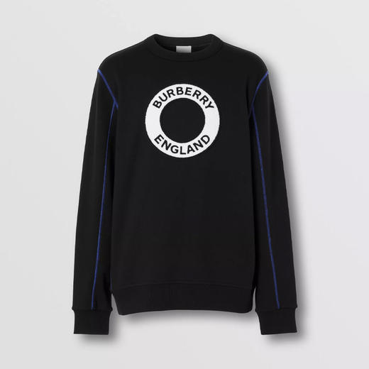 BURBERRY 巴宝莉 男士徽标图案棉质圆领长袖运动卫衣 黑色 8057849 A1189 商品图0