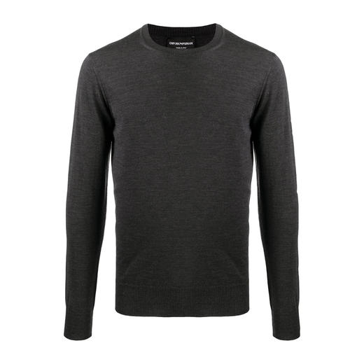 EMPORIO ARMANI 阿玛尼 男士初剪羊毛圆领长袖针织衫 浅灰色 8N1M42 1M67Z 0610 商品图0
