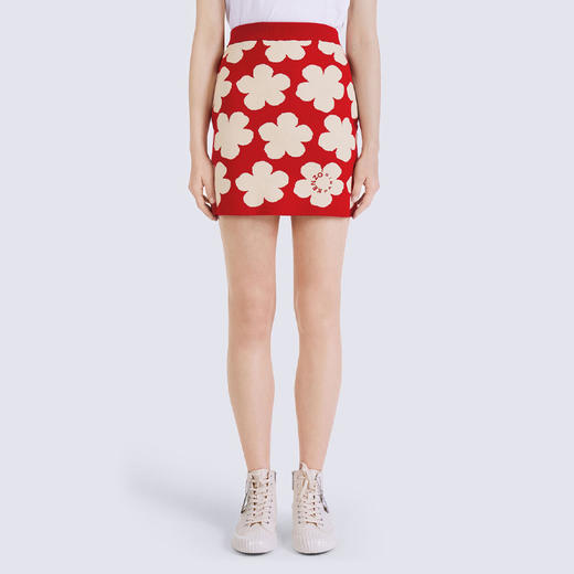 KENZO 高田贤三 女士羊毛 HANA DOTS' 提花迷你针织短裙 红色 FC62 JU326 3CO 21 商品图1