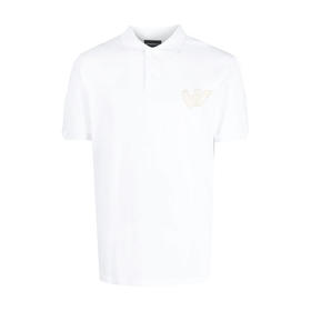 EMPORIO ARMANI 阿玛尼 男士棉质心形徽标贴花短袖 Polo 衫 白色 6L1FD9 1JTKZ 01D2