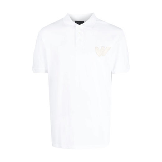 EMPORIO ARMANI 阿玛尼 男士棉质心形徽标贴花短袖 Polo 衫 白色 6L1FD9 1JTKZ 01D2 商品图0