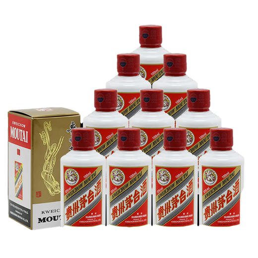 贵州茅台酒 飞天茅台53度100ml小可爱套装 酱香型白酒 100毫升十支 两斤装 商品图0