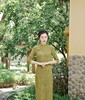 【秋香】柔软舒适秋香绿长款羽毛纱长款改良旗袍HQJ878 商品缩略图1