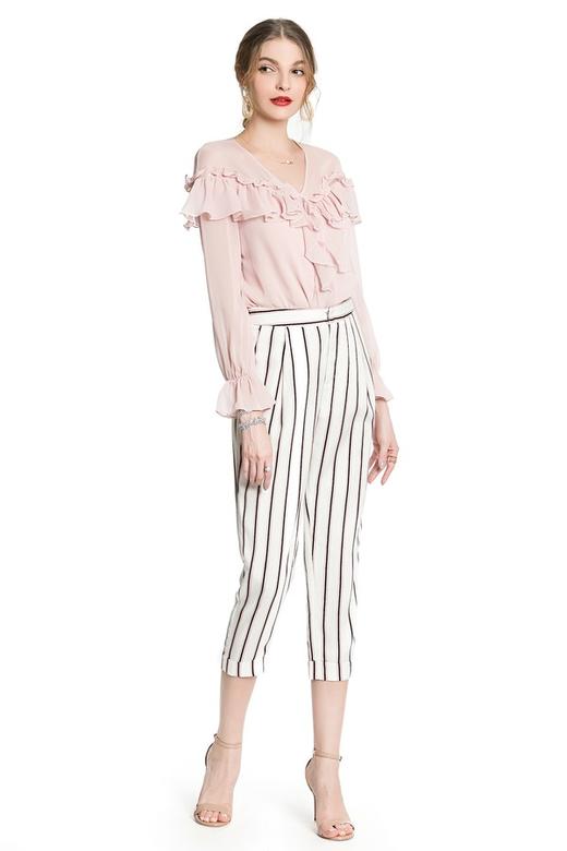 DILI 荷叶边V领雪纺上衣 3480 商品图1