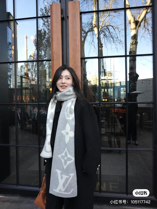 Lv手缝羊绒围巾-灰色 商品图2