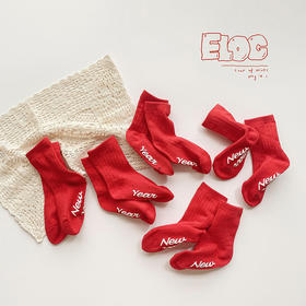 孙姑娘5双装儿童袜子3-12岁秋冬新款可爱红色袜中筒袜男女童学生运动袜