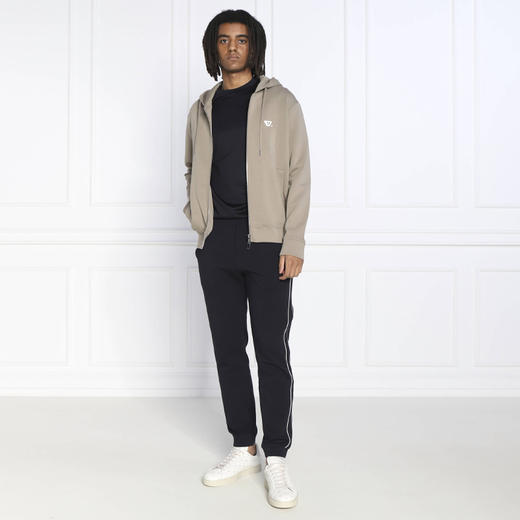 EMPORIO ARMANI 阿玛尼 男士棉质徽标刺绣拉链连帽卫衣 卡其色 8N1MFF 1JHSZ 0137 商品图3