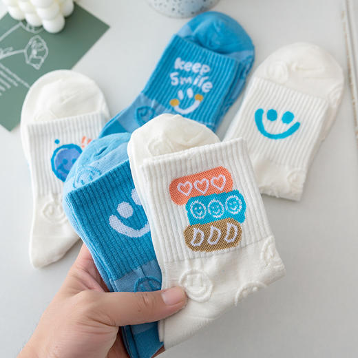 「1套5双装！12套可选」秋冬款袜子 女日系学院风可爱中筒保暖女士高腰棉袜配饰 商品图0