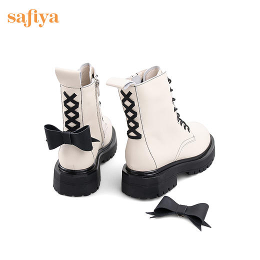 【限时秒S】Safiya/索菲娅 辣妹炸街2022冬季新款开拆卸小众撞色蝴蝶结厚底马丁靴 SF24116109 商品图4