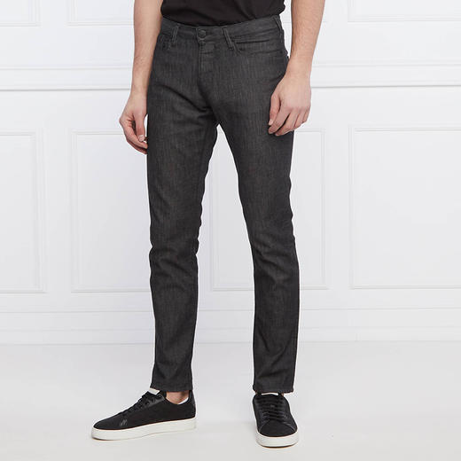 EMPORIO ARMANI 阿玛尼 男士棉质金属徽标休闲牛仔裤 深灰色 8N1J06 1D85Z 0005 商品图0