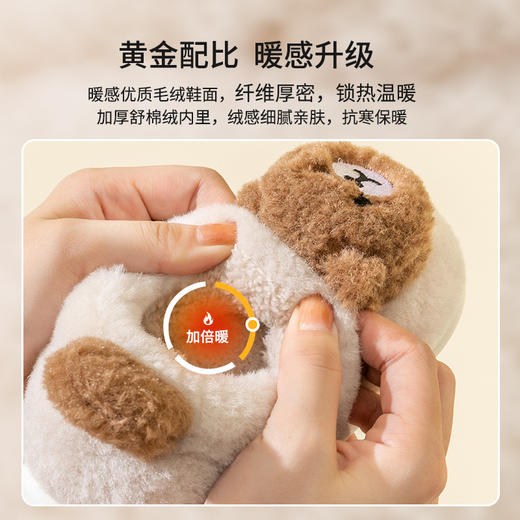 【呆萌卡通小棉鞋 毛毛包裹JIOJIO好温暖】猪爸爸儿童棉鞋男女中大童小熊保暖毛拖鞋宝宝小孩卡通毛绒棉拖鞋 商品图2