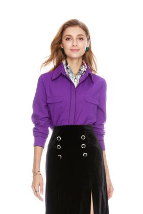 AVA 紫色镶边缎面上衣 4709