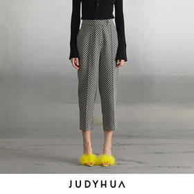 JUDYHUA 黑白格纹设计款锥形裤
