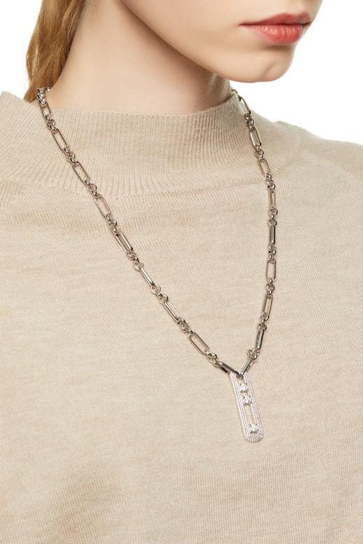 AVA 几何锆石吊坠银色毛衣链 7879 商品图2