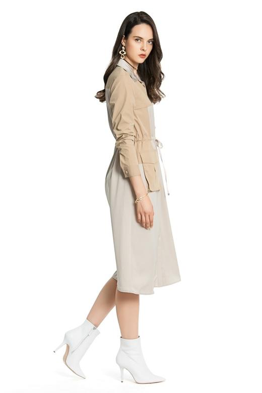 SUMMER & SAGE 口袋装饰拼色衬衫裙 4300 商品图2