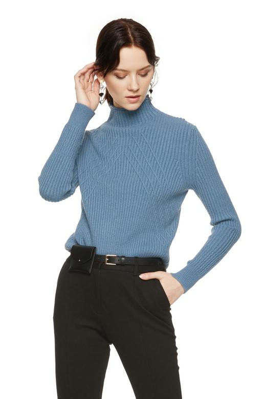 LNNNS 雾霾蓝修身高领毛衫 8120 商品图0