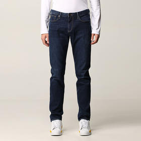 EMPORIO ARMANI 阿玛尼 男士棉质金属徽标休闲牛仔裤 蓝色 8N1J06 1G0LZ 0942