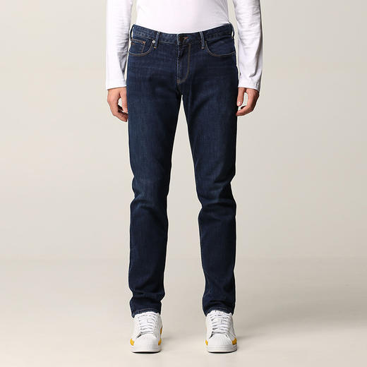 EMPORIO ARMANI 阿玛尼 男士棉质金属徽标休闲牛仔裤 蓝色 8N1J06 1G0LZ 0942 商品图0