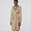 BURBERRY 巴宝莉 女士格纹裁片棉质嘎巴甸 Trench 中长款束腰风衣 卡其色 8060735 A1366 商品缩略图1