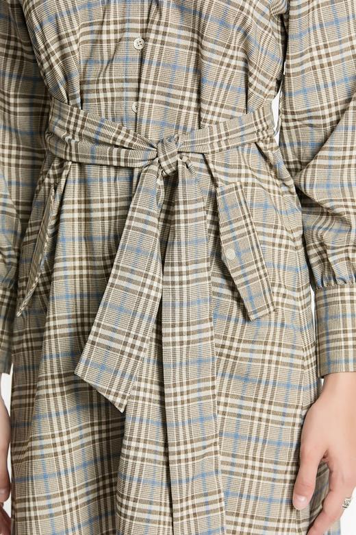 ONE MORE文墨 露肩束腰格纹连衣裙 3488 商品图4